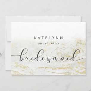 Modern Marble White Bridesmaid Frieri kort