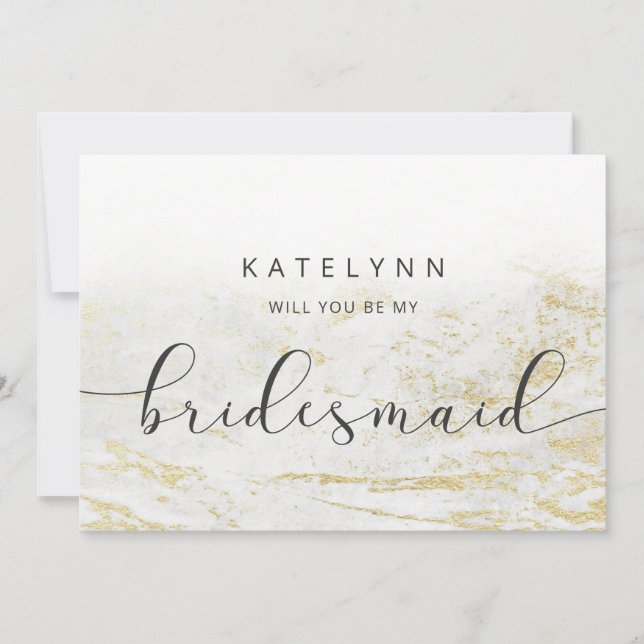 Modern Marble White Bridesmaid Frieri kort (Framsida)