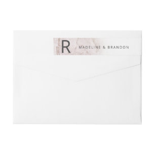 Modern Marbles Mauve Rosa Monogram Returadress Etikettband