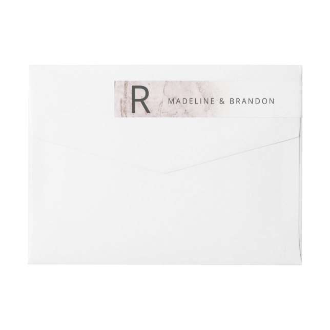 Modern Marbles Mauve Rosa Monogram Returadress Etikettband (Baksidan)