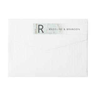 Modern Marbles Mint Grönt Monogram-Returadress Etikettband