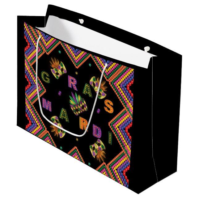 Modern Mardi Gras Large Gift Bag (Framsidan Vinklad)
