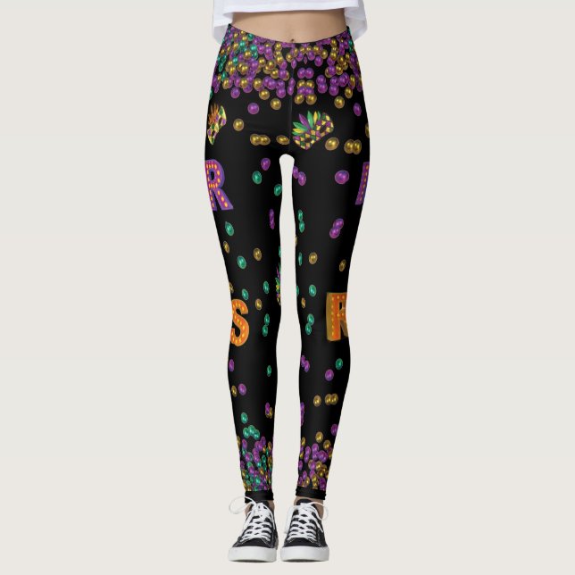 Modern Mardi Gras Mönster Leggings (Framsida)