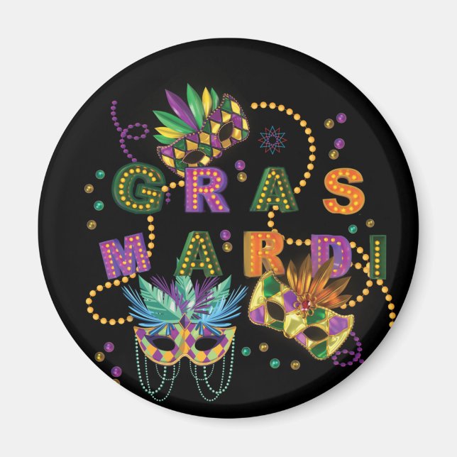 Modern Mardi Gras Mönster Magnet (Framsidan)
