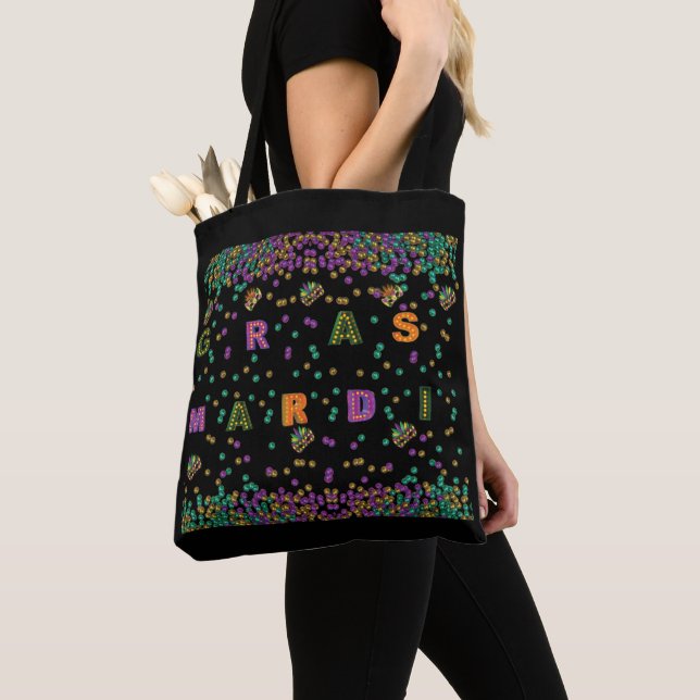 Modern Mardi Gras Mönster Tygkasse (Närbild)
