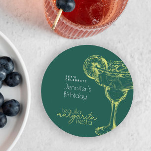 Modern Margarita Grön Cocktail Födelsedagsfest Underlägg Papper Rund