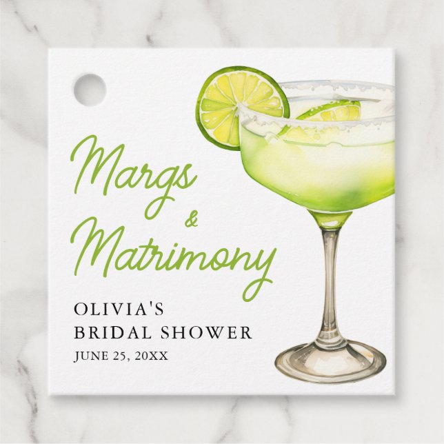 Modern Margs & Matrimony Cocktail-Möhippa Gåvor Etiketter (Framsida)