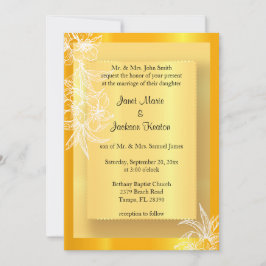 Modern Marigold Gul & Vit Blommig Stämpel Inbjudningar