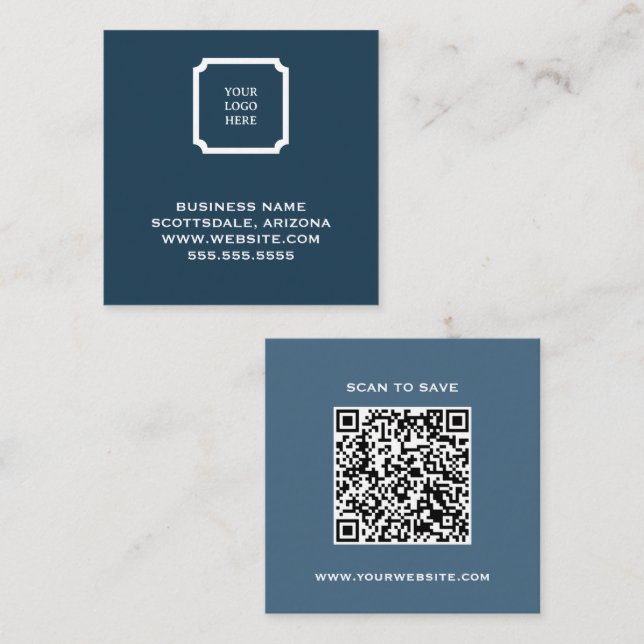 Modern marin Affärskort QR-kod Fyrkantigt Visitkort (Fram/baksida)