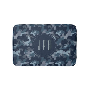 Modern marin blå armékamouflage Mönster Monogram Badrumsmatta