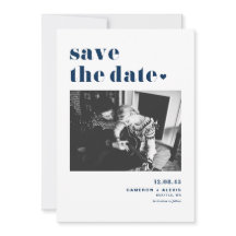 Modern marin blå fetstil med hjärtfoto