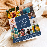 Modern marin blå födelsedag 10 fotosorstödraster kort<br><div class="desc">Modern enkel födelsedag,  marin blå och vit 10 fotosamlingskärl med modern typografi.</div>