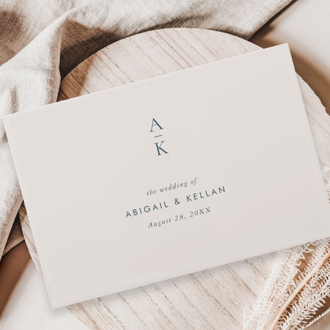 Modern marin blå monogram-blandning som matchar Br Gästböcker (Skapare uppladdad)