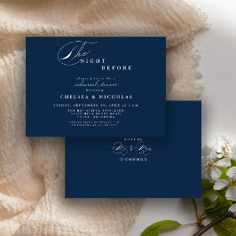 Modern marin blå natt före rehearsal inbjudningar