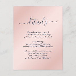 Modern marin blå och Bröllop Tilläggskort