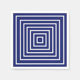 Modern marin blå och vita fyrkanter, geometrisk mö pappersservett