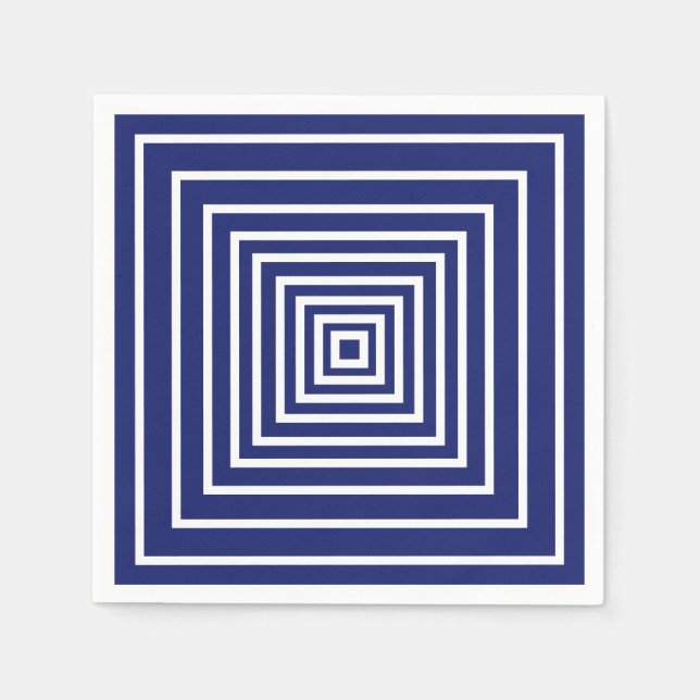 Modern marin blå och vita fyrkanter, geometrisk mö pappersservett (Framsidan)