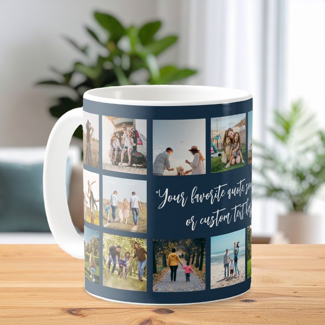 Modern marin blå Personlig 18 Fotokollage Kaffemugg (Skapare uppladdad)