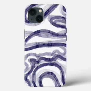 Modern marin blå Vågigt iphone case