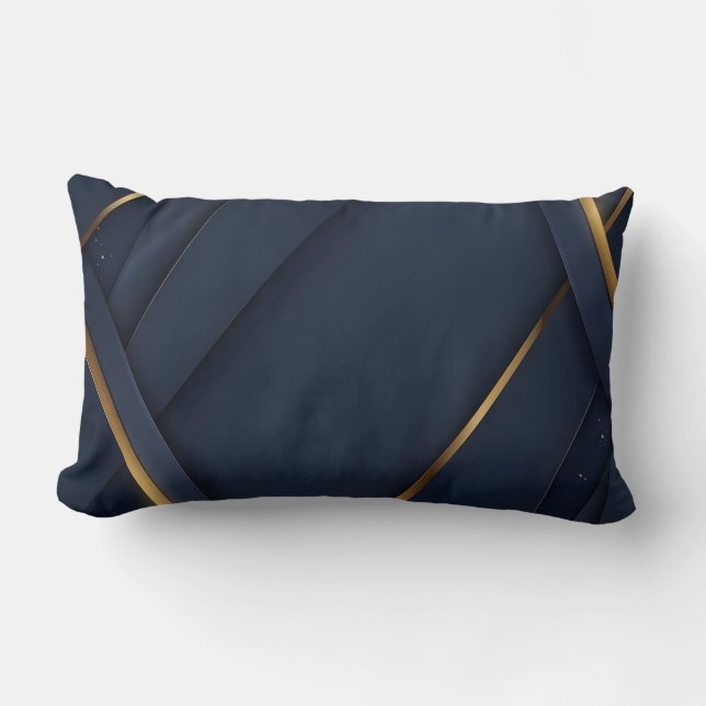 Modern marin blått och Guld Geometric Lumbarkudde (Framsida)