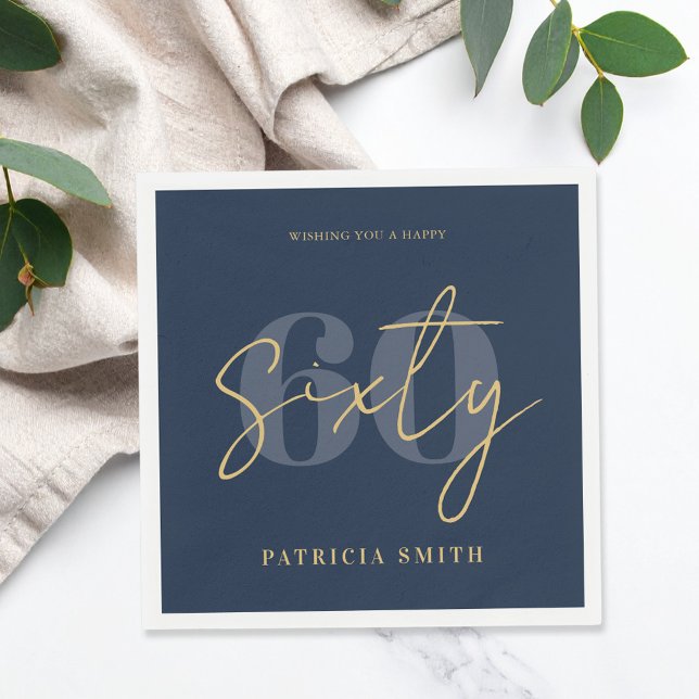 Modern marin Elegant 60:e födelsedagen Pappersservett (Skapare uppladdad)