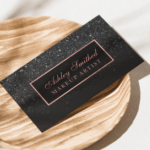 Modern marin faux black ro guld glitter visitkort