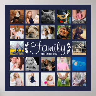 Modern marin för 22 lagrar för familjfotoCollage Poster
