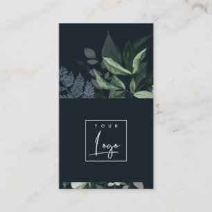 Modern marin Grönt Leafy Tropical Foliage Fern Lo Visitkort