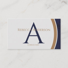 Modern marin, Guld och Grått Monogram Visitkort