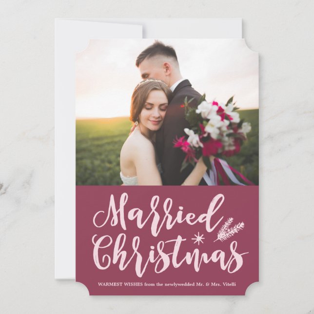 Modern marin jul | Gräs Mauve Photo Julkort (Framsida)