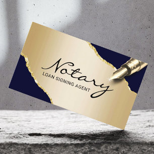 Modern marin marin och Guld i Mobile Notary Sigary Visitkort