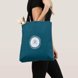 Modern marin marinblå monogram tygkasse