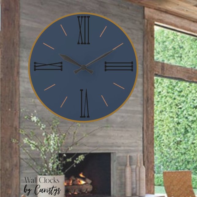 Modern marin med Guld Trim Acrylic Wall Clock Stor Klocka (Skapare uppladdad)