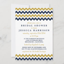 Modern marin Möhippa och Guld Chevron Inbjudningar
