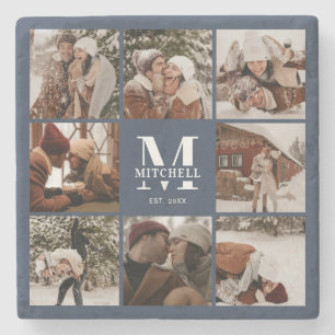 Modern marin monogram - första familjen Namn och f Stenunderlägg