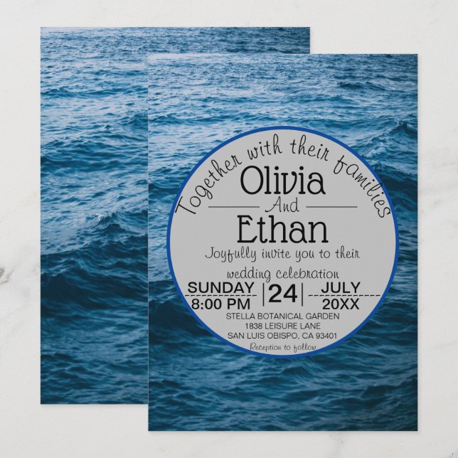 modern marin nautisk inbjudningar (Fram/baksida)