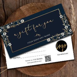 Modern marin och Guld, lägg till Logotyp Gift-cert
