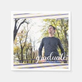 Modern marin och Guld Rand Student Party Napkins Pappersservett