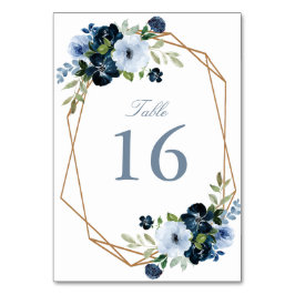 modern marin och ljusblå ram bröllop bordsnummer