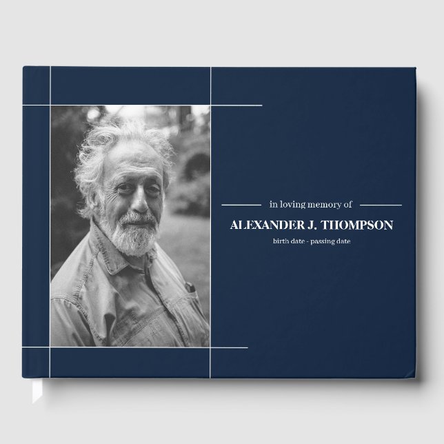 Modern marin och vit i flytande minne gästböcker (Framsida)