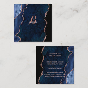 Modern marin Ro Guld-agate Monogram Fyrkantigt Visitkort