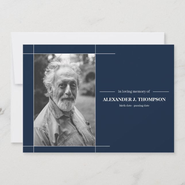 Modern marin & vit, i att älska minnesbegravning tack kort (Framsida)