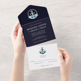Modern marinanchor Nautical Monogram Bröllop