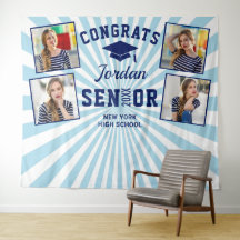 Modern marinblå examensfotobooth-bakgrund