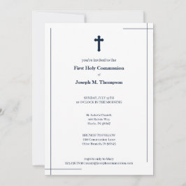 Modern marinblå & för vit första nattvard tack kort