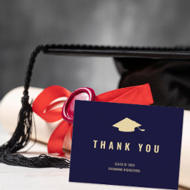 Modern marinblå guld foto tack du vykort