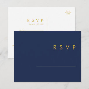 Modern marinblå Guld lågbegäran RSVP-kort Vykort
