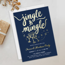 Modern Marinblå Jingle Och Mingle Cocktailmanus