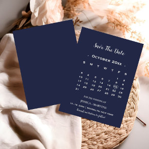 Modern marinblå kalender icke-foto spara datum inbjudningar