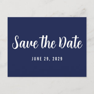 Modern marinblå Save The Date-brevkort Meddelande Vykort